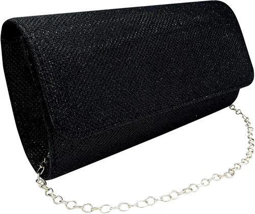 Vista 2 de Bolsa de noche con purpurina de satén para mujer elegante bolso de mano con solapa para smartphone