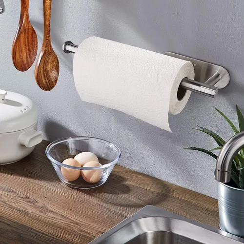 Vista 3 de Toalleros de papel para cocina, toallas de papel a granel, autoadhesivos, para debajo del gabinete, ambos disponibles en adhesivo y tornillos, acero