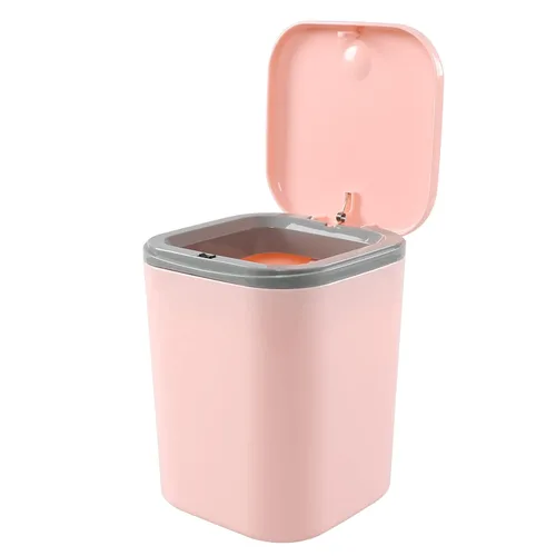 Vista 10 de Mini bote de basura con tapa, papelera desplegable para encimera, color gris Removable Small Garbage Can, Tiny Plastic Trash Bin, Counter Garbage