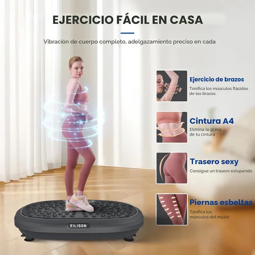 Vista 3 de EILISON FitMaxx 3D XL Vibration Plate Exercise Machine - Whole Body Workout Vibration Platform w/Loop Bands - Lymphatic Drainage Machine for