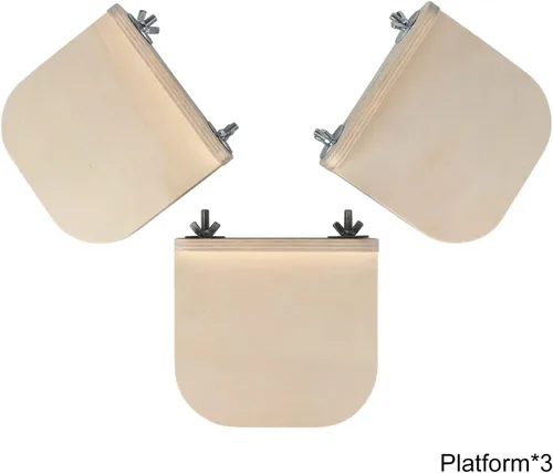 Vista 5 de Juego de plataforma de madera Chinchilla con repisas de jaula de chinchilla Accesorios de jaula para animales pequeños para hámsters planeadores