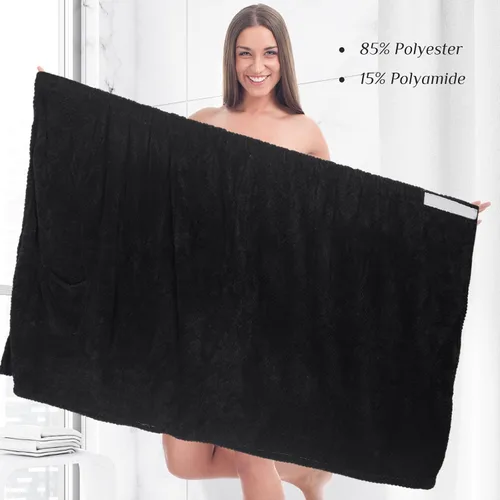 Vista 23 de 4 toallas envolventes para mujer, bata de spa con cierre ajustable, parte superior elástica, envoltura ligera para baño y ducha