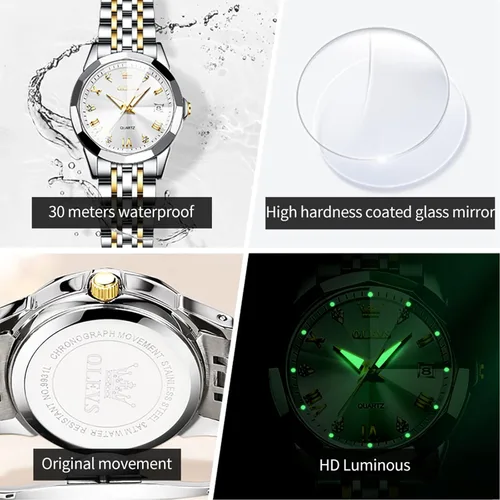 Vista 4 de OLEVS Relojes automáticos para mujer, sin batería, mecánico, de cuerda automática, reloj de pulsera pequeño de lujo, resistente al agua, Tourbillon