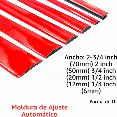 Vista 9 de 16 pies de sólido rojo para coche y moto autoadhesivo recortar exterior e interior Universal salpicadero parachoques ventana puerta lateral