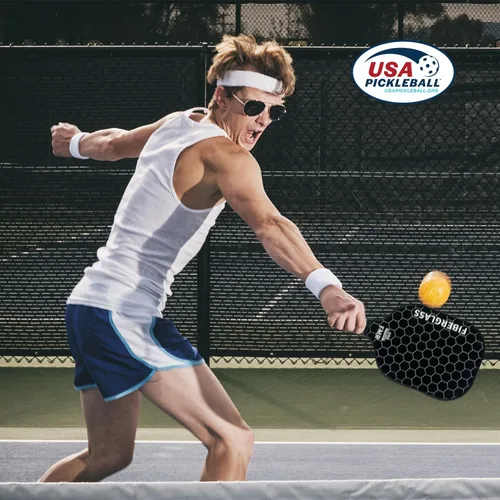 Vista 6 de Juego de 2 Palas de Pickleball con 4 Pelotas - Superficie de Fibra de Vidrio Aprobada por USAPA, Ligero, Agarre Antideslizante - Juego de Palas