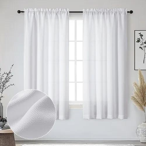 Vista 85 de OWENIE Bob Juego de 2 Paneles de Cortinas Negras de Cocina para Ventanas de 36 Pulgadas de Largo, Cortinas Cortas de Café con Textura de Lino