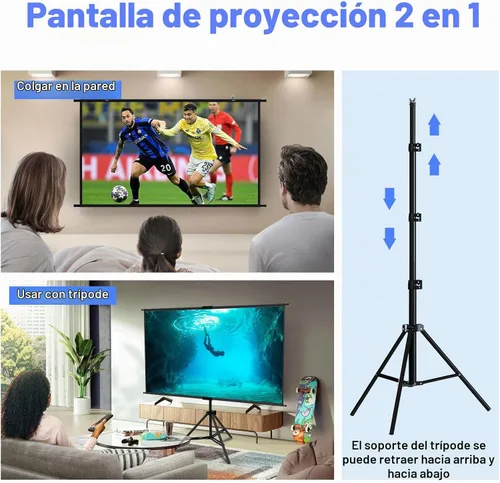 Vista 5 de Soporte de trípode de pantalla de proyector de 60 pulgadas, pantalla de proyección con respaldo negro, soporte de trípode 16:9 HD premium sin
