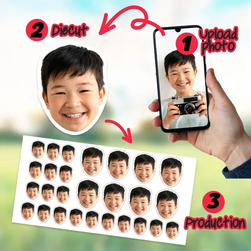 Vista 5 de MC MOTOPARTS Juego de 4 calcomanías de vinilo con diseño de imagen de fotos personalizadas, para niños, niños, niñas, bebés, bonitas imágenes