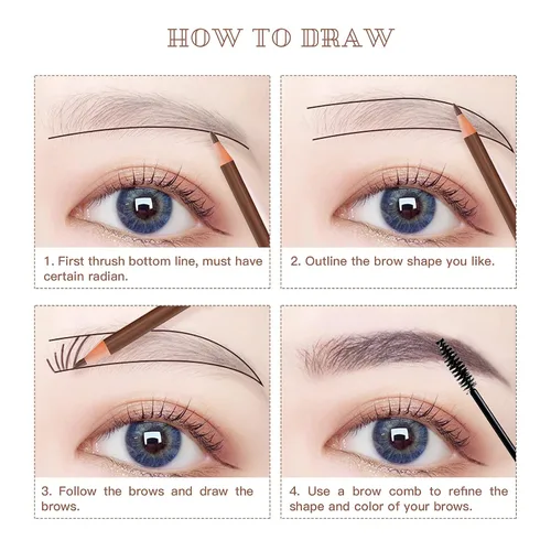 Vista 8 de Set de Lápiz de Cejas Impermeable, Lápiz de Cejas con Cordón de Tirar y Desmontable, Kit de Suministros de Microblading, Lápiz de Línea de Ojos