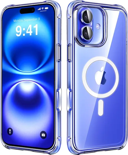 Vista 12 de Mkeke Funda magnética diseñada para iPhone 15 transparente, compatible con Magsafe, [no amarilla] [protección contra caídas de grado militar] fundas