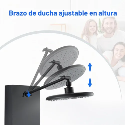 Vista 2 de Sistema ajustable de la cabeza de la lluvia de la altura del brazo de la ducha de la torre del panel Stainless Steel Shower Panel with Shelf and 6