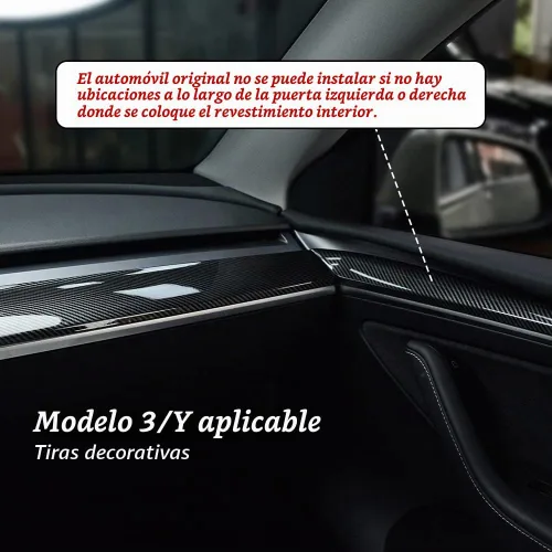 Vista 3 de KKTR-CAR Cubierta de tablero y cubierta de panel de reposabrazos interior de la puerta delantera, compatible con Tesla Model 3 2021-2023 Model Y