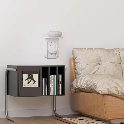 Vista 6 de WALI - Repisa para enchufe de pared, estante de baño hasta 10 libras, organizador de pared estándar vertical dúplex para ahorrar espacio