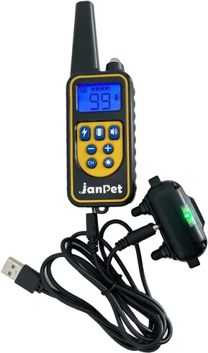 Vista 4 de Collar electrónico de choque para perro con control remoto, recargable e impermeable, collar de entrenamiento para perros medianos y grandes