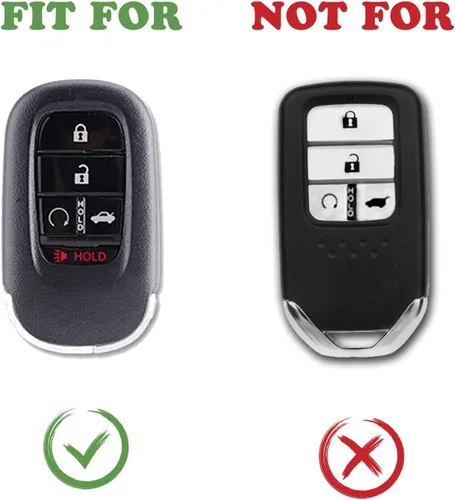 Vista 2 de TANDRIVE Funda para llavero (5 botones) Honda 2026 2025-2022 Civic Accord CR-V HR-V Pilot y 2026 Passport, silicona, paquete de 2, botón rojo, negro