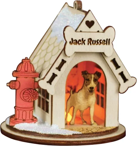 Vista 14 de Basset Hound Dog Tea Light Display Adorno de Navidad de madera para árbol de Navidad