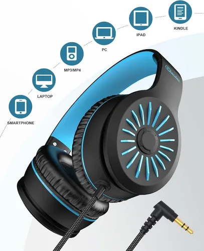 Vista 5 de ELECDER i45 - Auriculares para niños con cable para la escuela, color negro