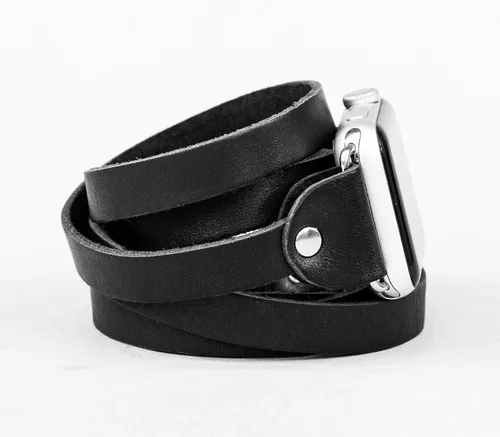 Vista 3 de boho Leather multi wrap band compatible with Apple watch 38mm 40mm 41mm 42mm 44mm 45mm 46mm 49mm, Handmade UA 1860