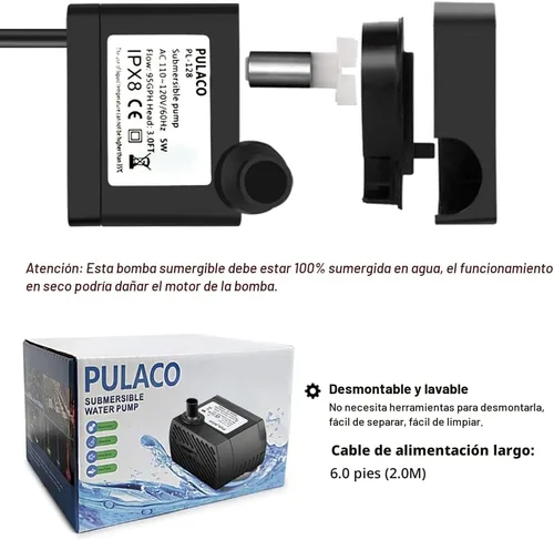 Vista 3 de 50GPH 3W Mini bomba de agua sumergible para acuarios, peceras, estanque, fuente, hidroponía