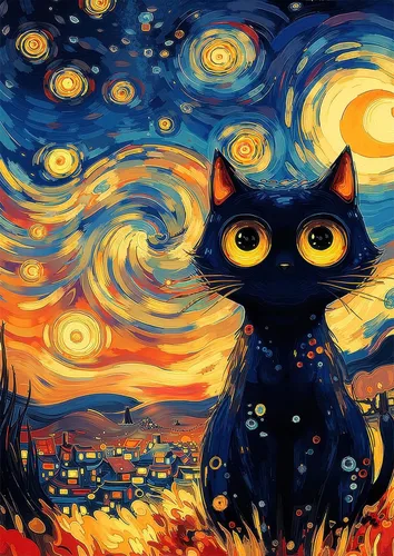 Vista 22 de Rompecabezas de gato abstracto – 1000 piezas de rompecabezas abstractos de gatitos para adultos, rompecabezas de papel de gato artístico para Gato