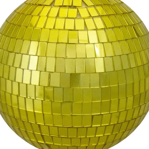 Vista 3 de Adorno navideño de bola de discoteca espejada - 6" (150 mm) - Amarillo dorado