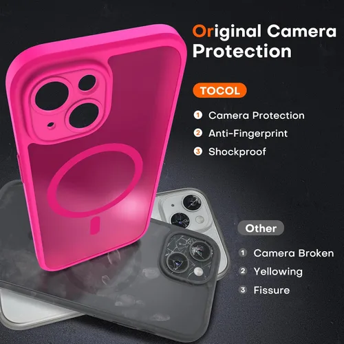 Vista 816 de TOCOL Funda para iPhone 11, compatible con Magsafe, protección completa de cámara, imanes integrados, protección contra caídas, funda translúcida