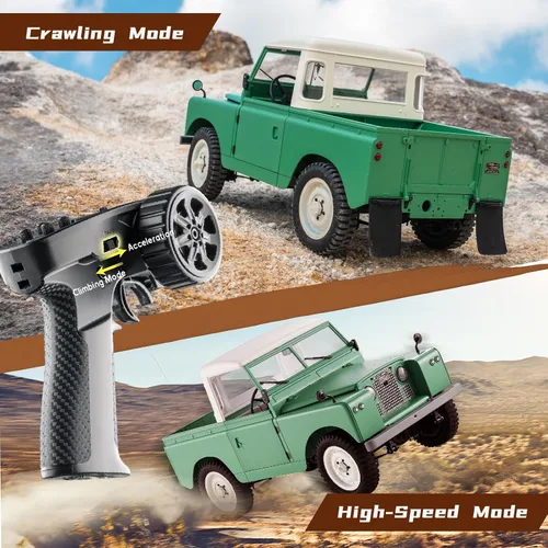 Vista 7 de BEEZRC FMS 1/12 RC Crawler Land Rover Series II RC RTR 4WD 2.4G Model Car Hobby RC Crawler RC Cars Offroad RC Truck Auto de control remoto con Verde