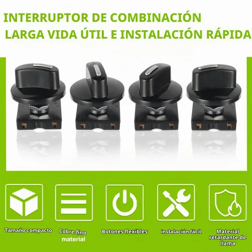 Vista 6 de Interruptor giratorio 13A-125V/10A-250V, selector de velocidad universal de 4 posiciones y 3 velocidades, interruptor giratorio para calentador