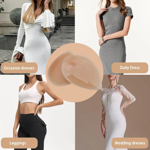 Vista 2 de Majurphy 2 pares de almohadillas adhesivas de silicona para la cadera para mujer, almohadillas reutilizables para realzar el levantamiento