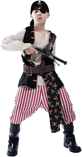 Vista 3 de Disfraz de pirata para niños, ropa de cosplay de Halloween
