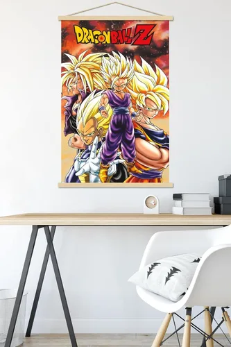 Vista 5 de Dragon Ball Z - Póster de pared con marco magnético de Saiyans