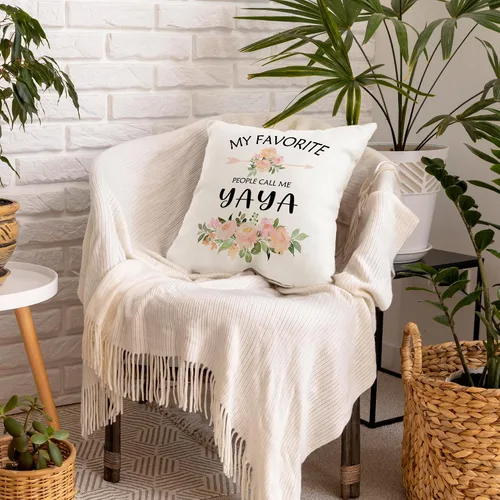 Vista 6 de Yaya - Fundas de almohada decorativas para abuela, regalos para abuela, cumpleaños, día de la madre, fundas de almohada rústicas florales para sofá