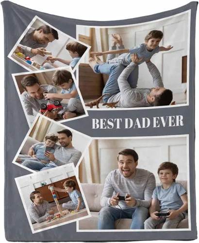Vista 3 de D-Story Manta de hijo, divertidas mantas personalizadas con fotos, regalo para papá, manta de disfraz, regalo para hija, regalos personalizados