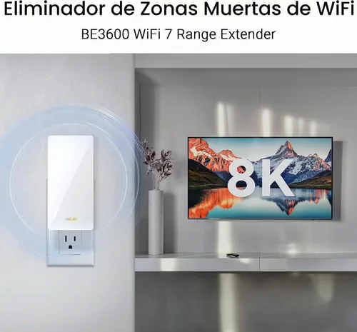 Vista 8 de ASUS RP-BE58 BE3600 Extensor de rango WiFi 7 de doble banda (802.11be), extensor AiMesh para WiFi de malla sin costuras; funciona con cualquier