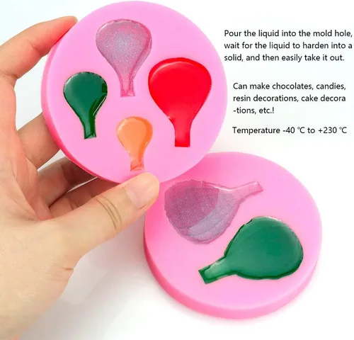 Vista 5 de Meiyouju - 2 moldes para fondant de globo de aire caliente, molde de silicona para globos de aire de 4 cavidades, molde de globo de aire de 2