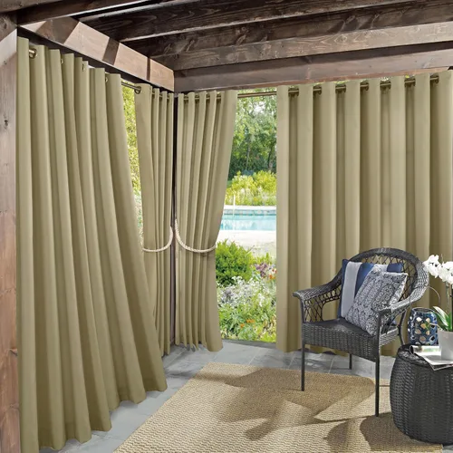 Vista 15 de Panel de cortina con ojales Sun Zero Marina para interior/exterior con protección UV y eficiencia energética, 54 x 95 pulgadas, cuarzo rosa