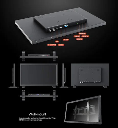 Vista 3 de LILLIPUT 21.5 pulgadas PVM210S SDI HDMI Vista pública Monitor de vídeo profesional para cámaras sistema de audio y vídeo de alto brillo 1000nits VGA
