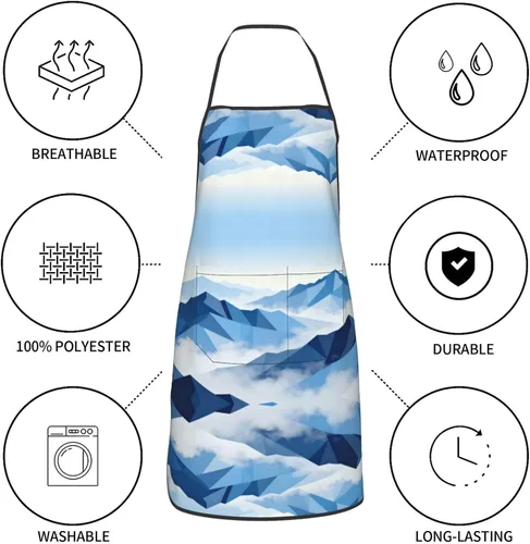 Vista 8 de Delantal rosa claro con bolsillos, delantales resistentes a las gotas de agua para mujeres y hombres, delantal ideal para uso doméstico y restaurante