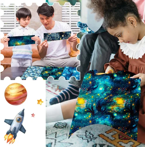 Vista 5 de Papel de álbum de recortes con patrón de galaxia, 11.8 x 11.8 in, paquete de cartulina especial para álbumes de recortes, blocs de papel