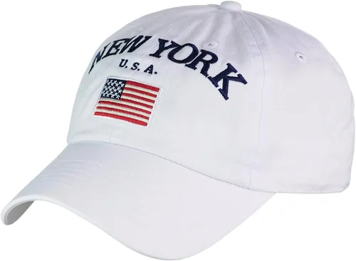 Vista 11 de NYFASHION101 Gorra ajustable de perfil bajo bordada con la bandera de Nueva York EE. UU Negro
