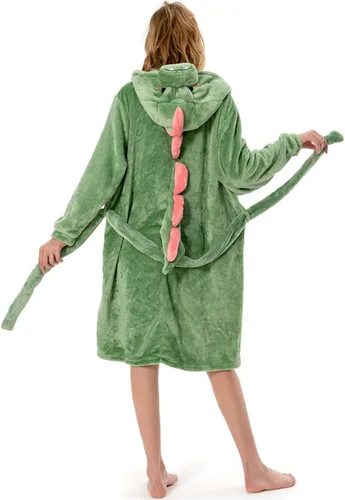 Vista 3 de OLAOLA Plush Robes Bathrobes with Hood Flannel Animal Bath Robe for Women Men