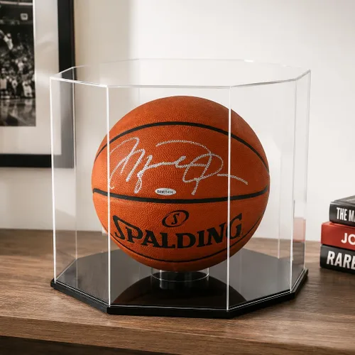 Vista 3 de OnDisplay Deluxe Octagon - Vitrina de baloncesto y balón de fútbol con protección UV, base negra