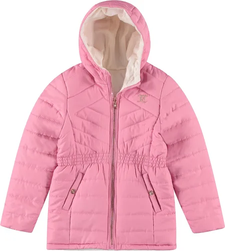 Vista 2 de Juicy Couture Girls Reversable Coat, Faux Fur Hooded Winter Jacket, Warm Padded Parka Hoodie, Kids Heavyweight Winter Coat