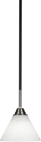 Vista 261 de Toltec Lighting Paramount - Mini colgante de 1 luz en acabado negro mate con cristal de arte perla de 7 pulgadas y estilo negro
