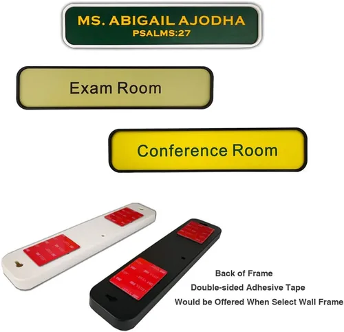 Vista 4 de Placas de identificación arquitectónicas personalizadas, placas de identificación de oficina con soporte de marco de plástico para pared
