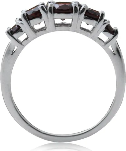 Vista 3 de Silvershake Anillo de plata de ley 925 chapada en oro blanco con piedra natal de 5 piedras redondas para mujer