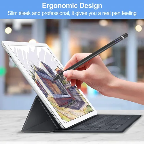 Vista 6 de Lápiz óptico para pantallas táctiles, lápiz activo de punta fina compatible con iPhone, iPad Pro Air Mini y otras tabletas (negro)