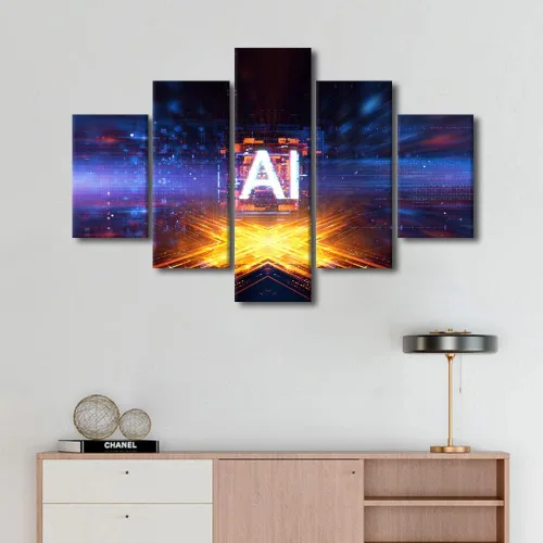 Vista 24 de TUMOVO Arte de pared para oficina C, almacenamiento, imágenes, impresión en lienzo, placa de circuito, tecnología de decoración del hogar, arte