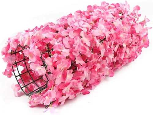 Vista 3 de YIYIBYUS Panel de pared de flores artificiales, 24 x 16 pulgadas, 10 piezas de flores artificiales rosas, tela de seda, decoración de pared