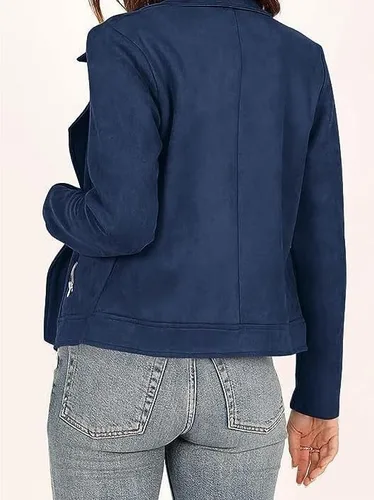 Vista 4 de ONDIAN Womens Motorcycle Jacket Long Sleeve Zip Up Pockets Short Coat Outerwear For Women Crop Cropped Slim Biker Jackets